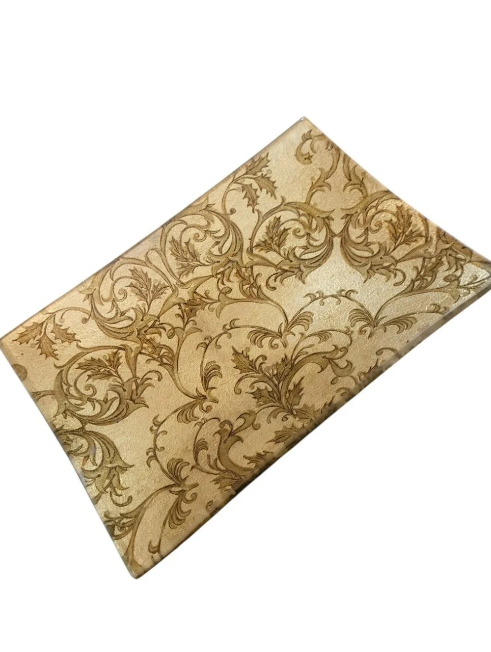 Vintage Ornate Florentine Scroll Gold & Burgundy Trinket Dish Catch All Jewelry